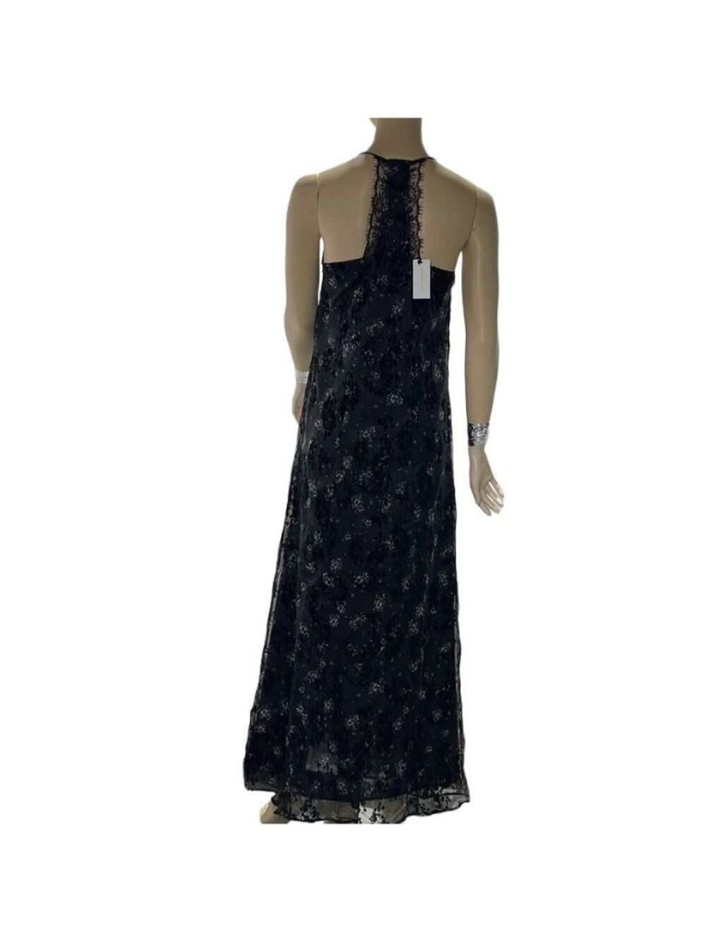 Sugar + Lips Black Lace Maxi Dress S Sleeveless V-Neck Back Detail New - Picture 16 of 16